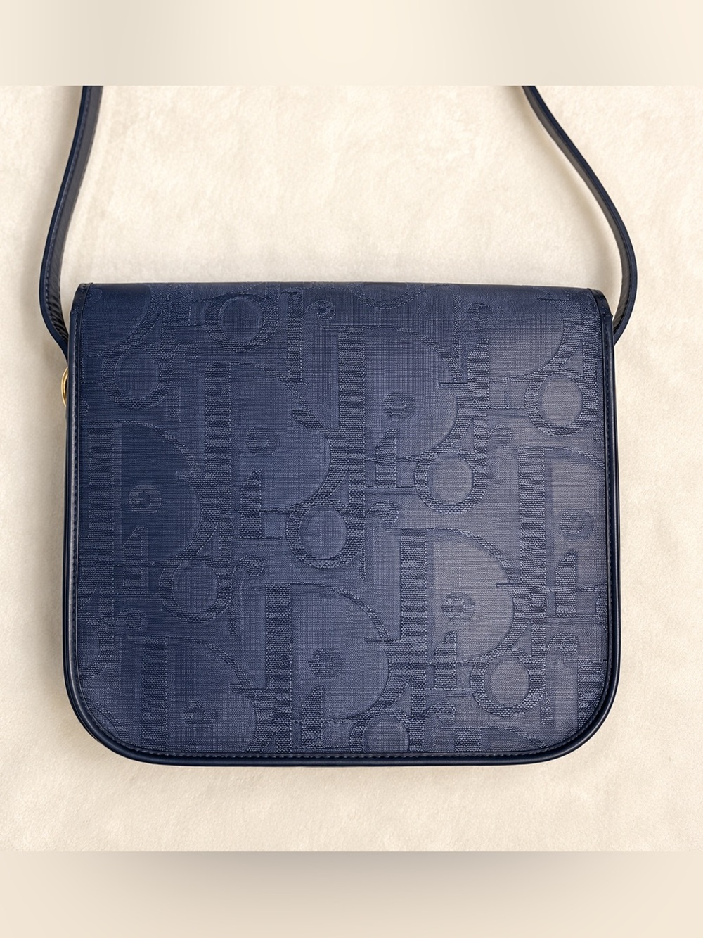 Rare Vintage Christian Dior Navy Oblique Monogram Jacquard Shoulder Bag w/ COA✨ - Picture 3 of 9